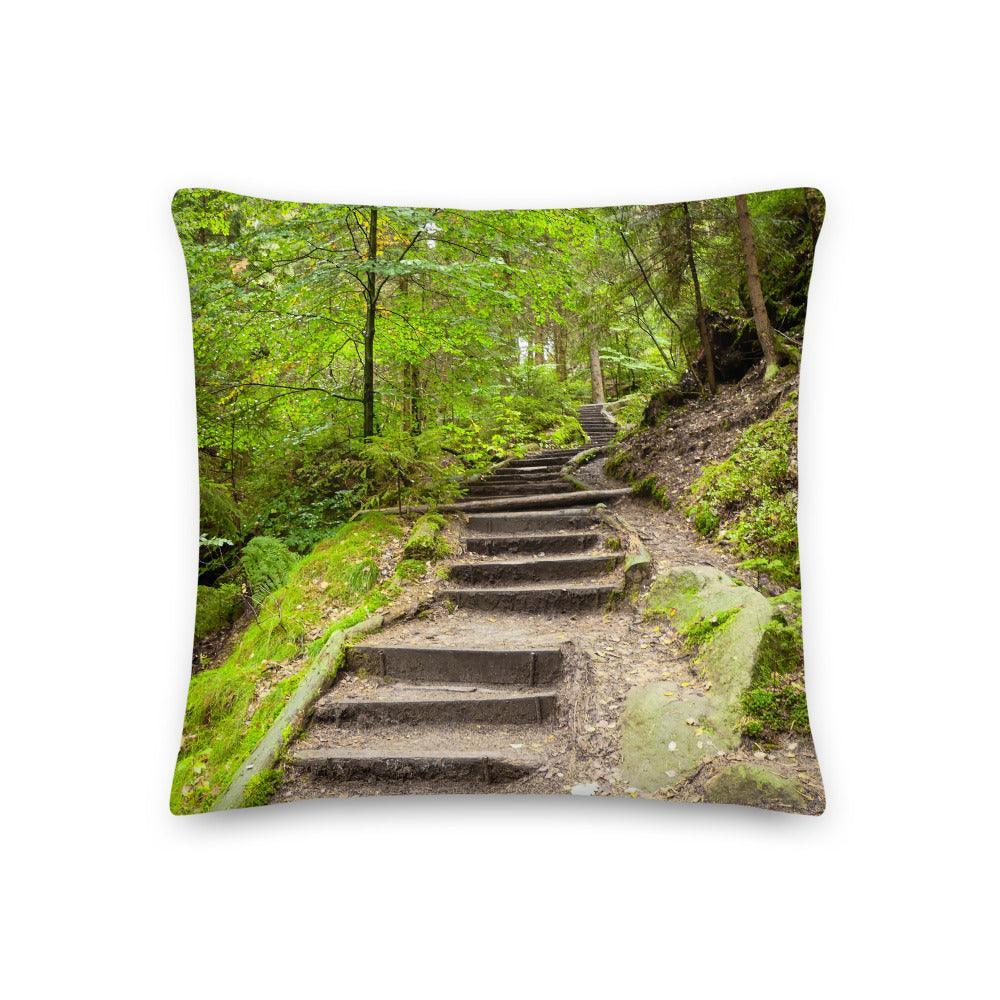 Sächsische Schweiz, Treppe ins Grüne - Dekokissen - Howling Nature