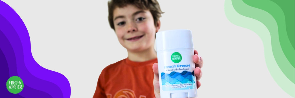 Boy Holding Fresh Monster Deodorant for Kids