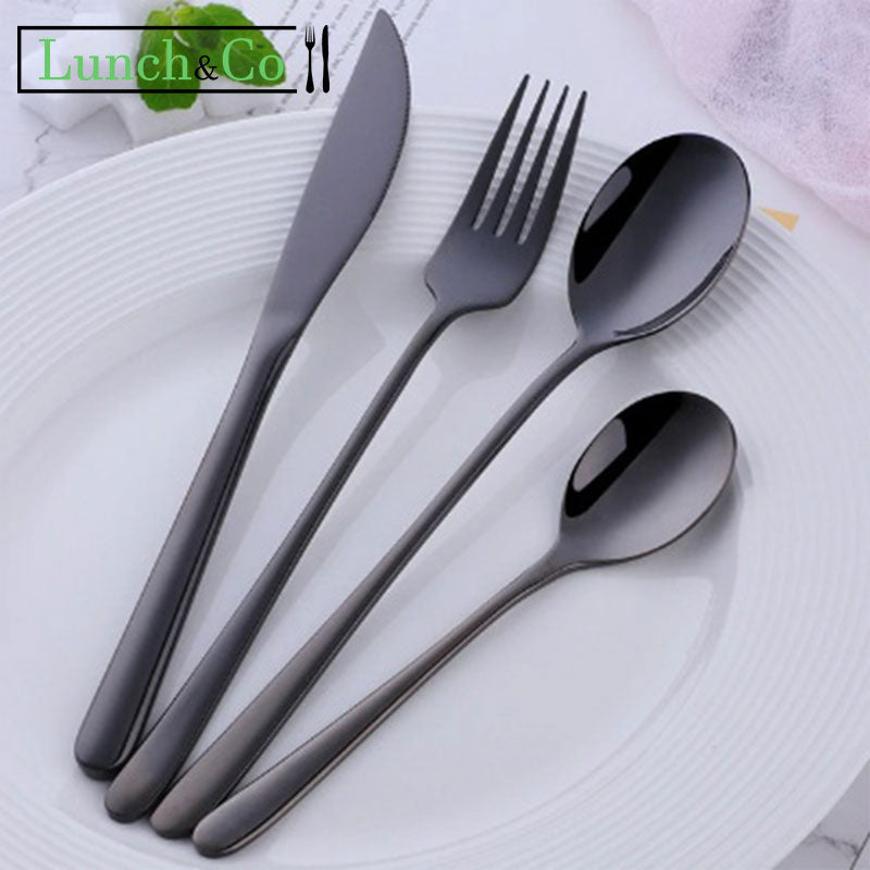 Couverts de table noir, Hunnycook couverts de table 6 personnes