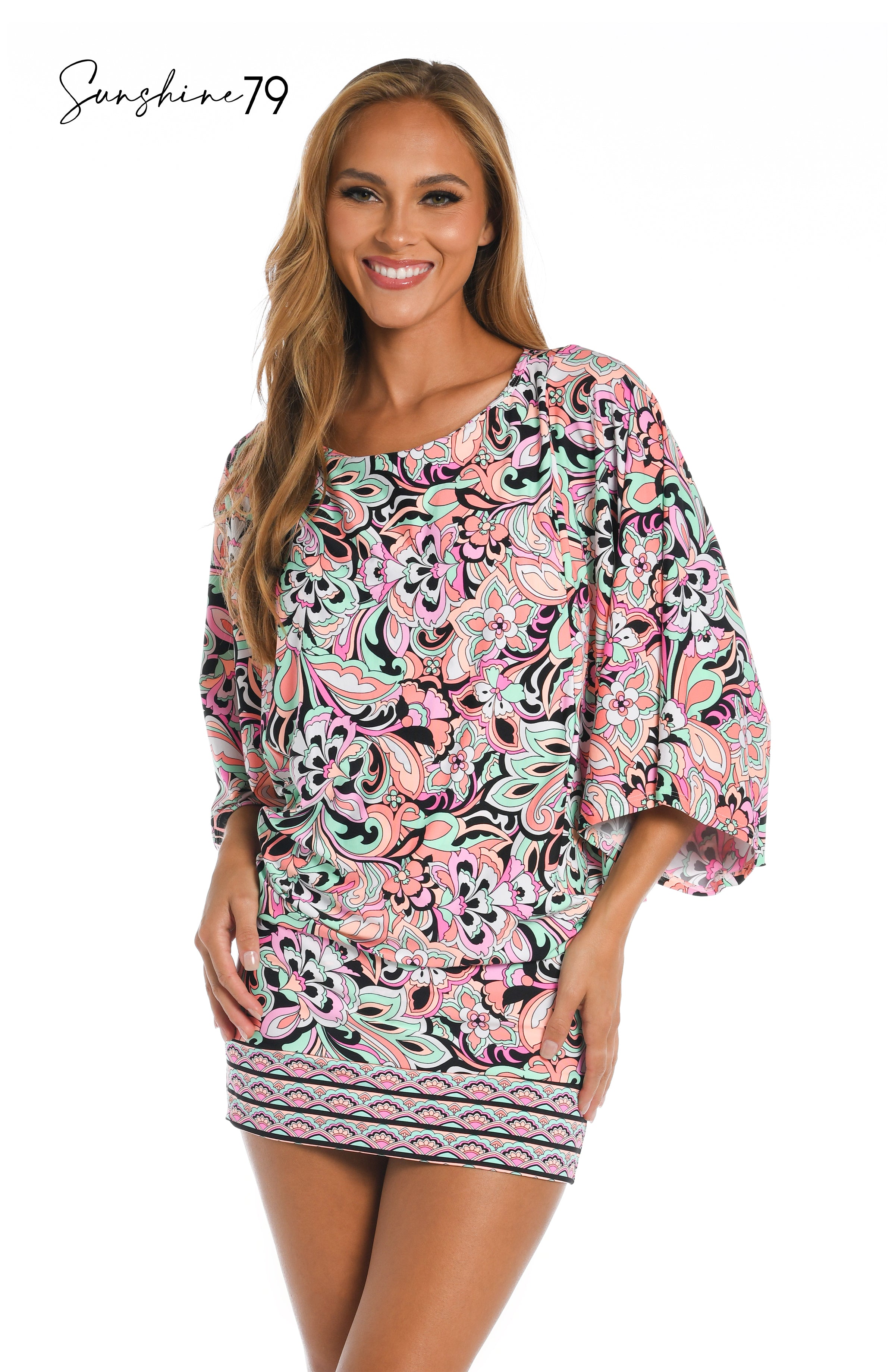 Sunshine 79 Sunshine Solids Pull-On Faux Pareo Cover Up - Electric Pin