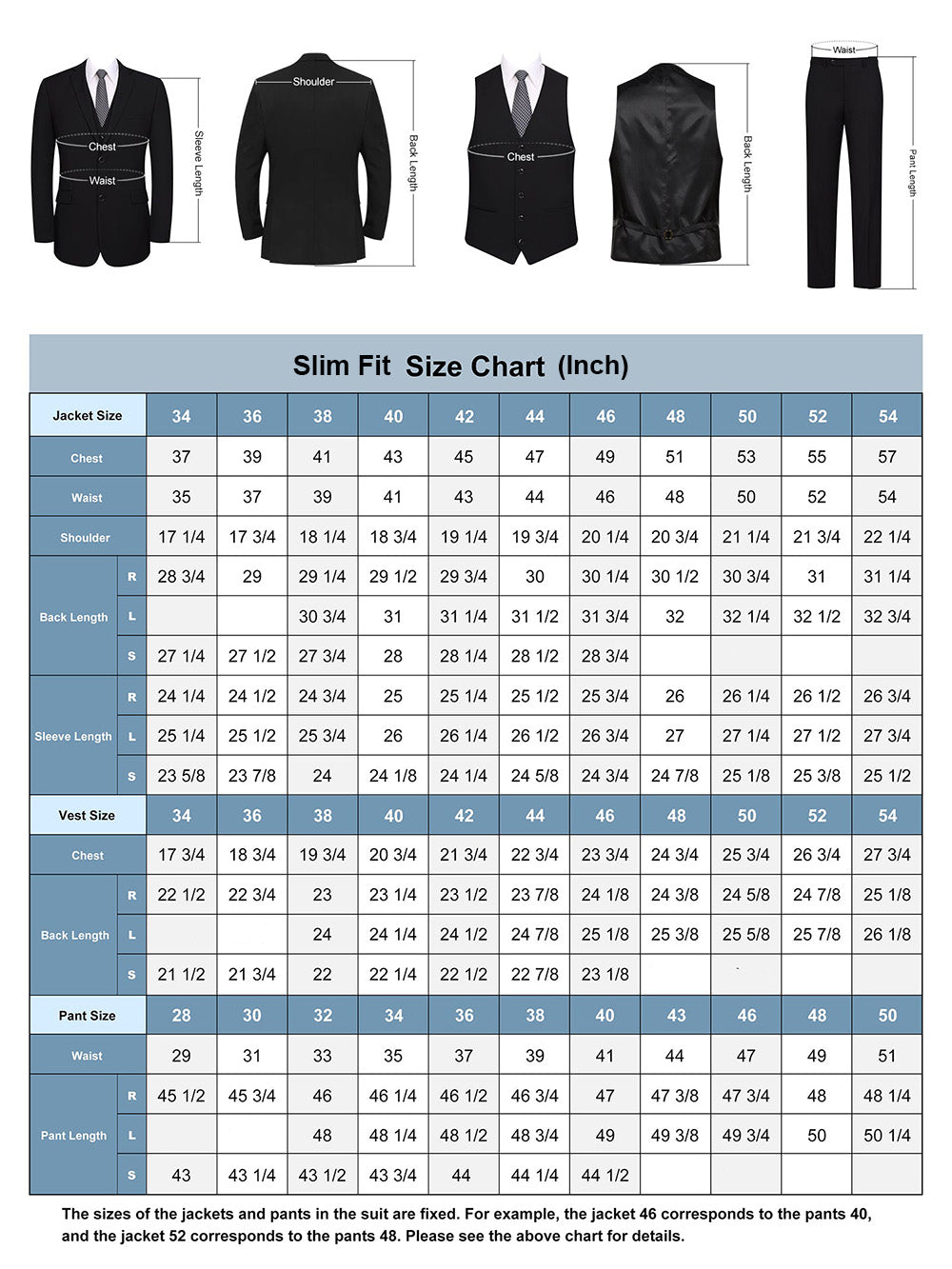Men's Suit Fit Guide & Size Chart