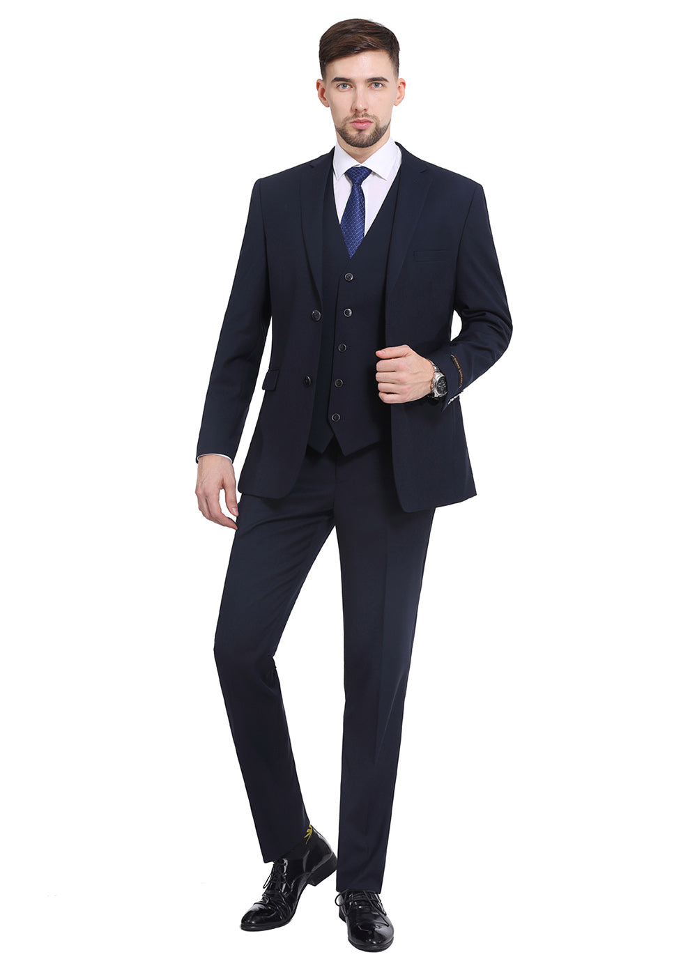 Navy Color Suits 3-Piece Slim Fit Men's suits