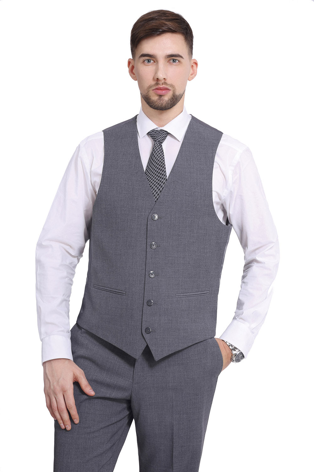 Grey Color Men's Suits 3-Piece Slim Fit