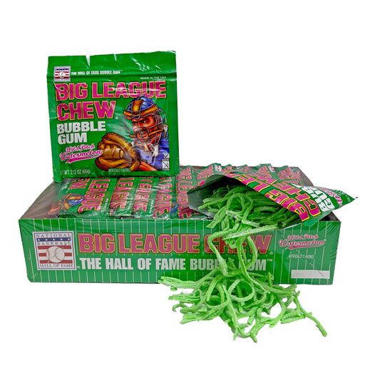 Big League Chew Gum Sour Apple 2.12oz pack or 12ct box