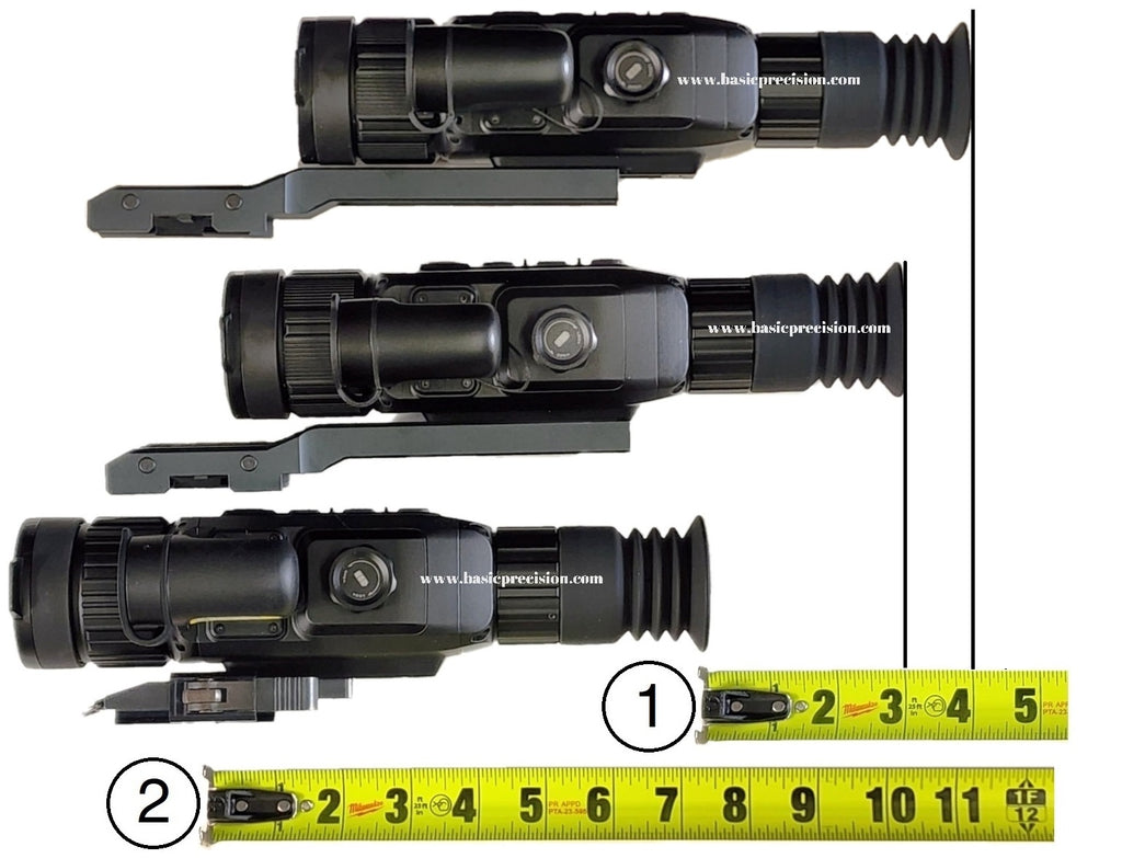 Bering Optics Super Yoter LRF Thermal Scopes Equipped With Extended Picatinny Mount For Installation On Bolt Action Rifles Are Shown Compared To Standard Tactical Mount