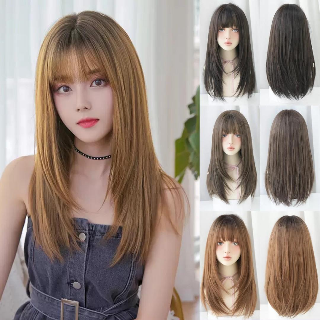 INSTOCK☆3 COLORS☆ Korean Natural Layered Straight Airy Bangs Long Hair –  Loveth Heartz