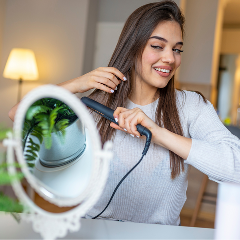 Straightening Hair with Flat Iron