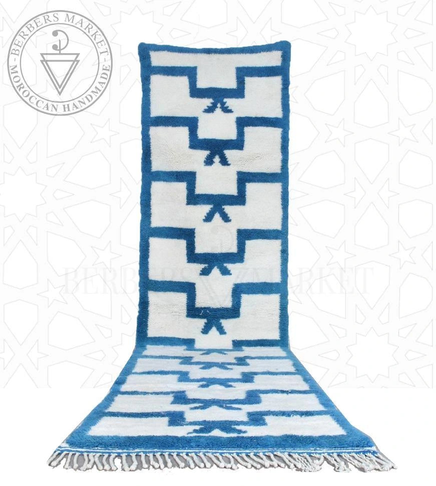Blue Art deco Azilal Moroccan rug