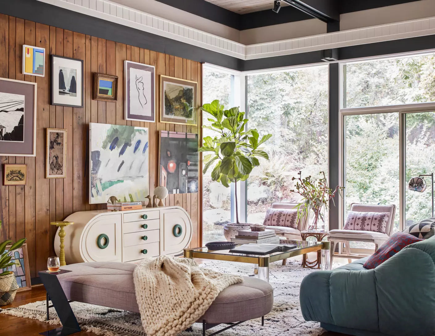 Jessica Davis living room with beni ourain rug