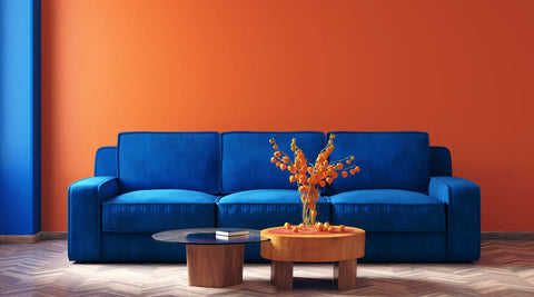 Modern home interior in trendy orange color