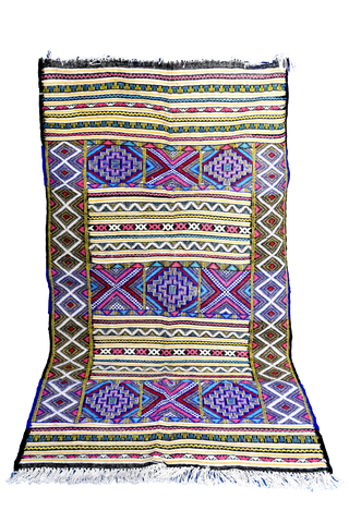 Standing photo of a handmade Kilim Taznakht rug