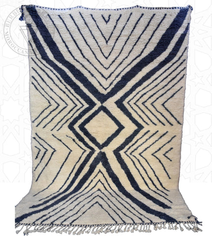 Blue Beni ourain Moroccan rug, size: 6.9 x 10.5 ft / 210 x 320 cm