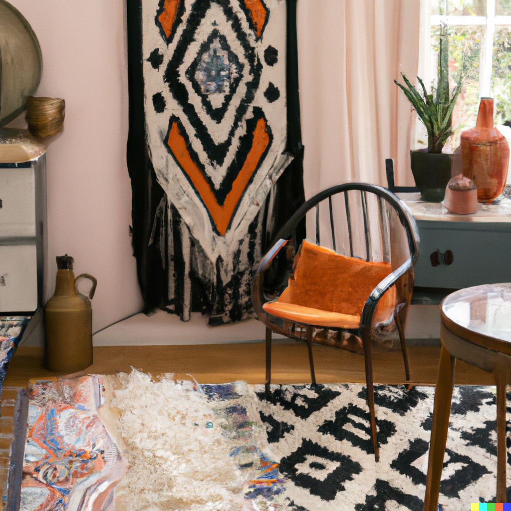 bohemian-inspired home with Moroccan Beni Ourain rug