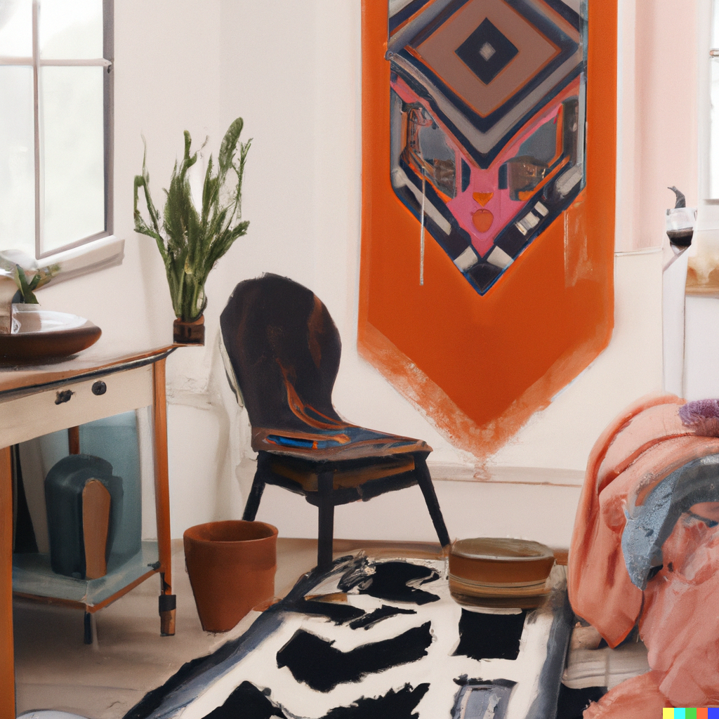 bohemian inspired home with Moroccan Beni Ourain rug
