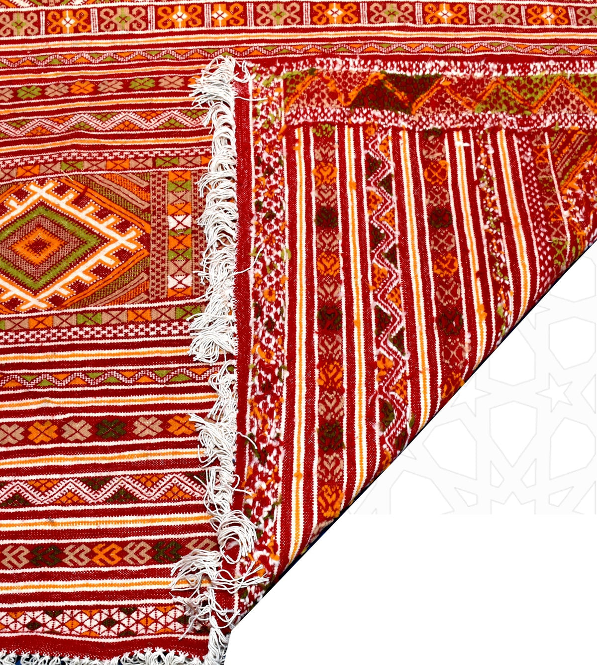 Flatweave kilim hanbal Moroccan rug - 4.27 x 5.91 ft / 130 x 180