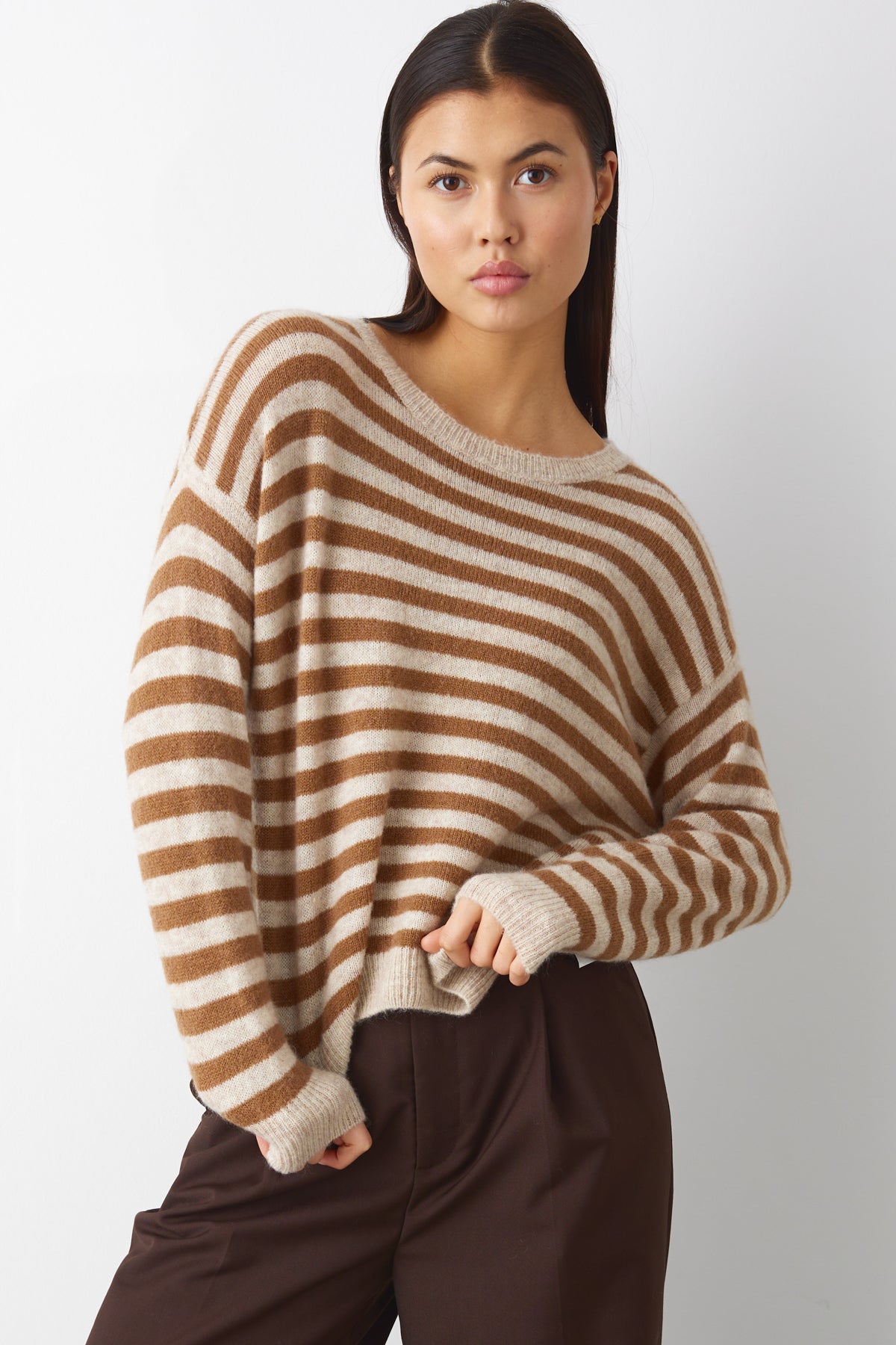 Juliana Knit Grey/Brown Stripe