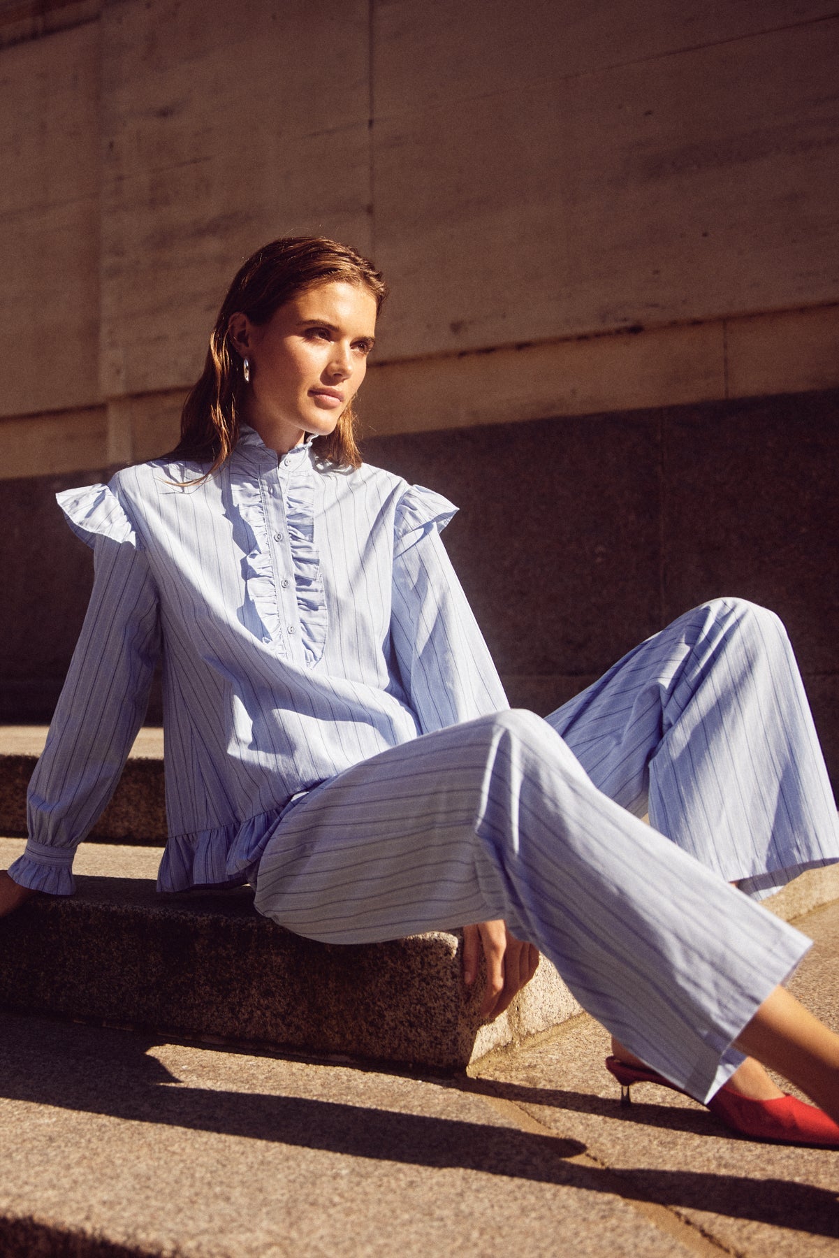 Sally Pants Light Blue Stripe