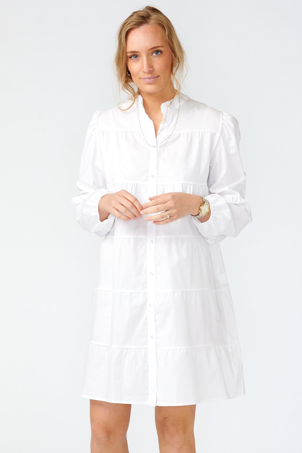 Kiki Pearl Dress Poplin White