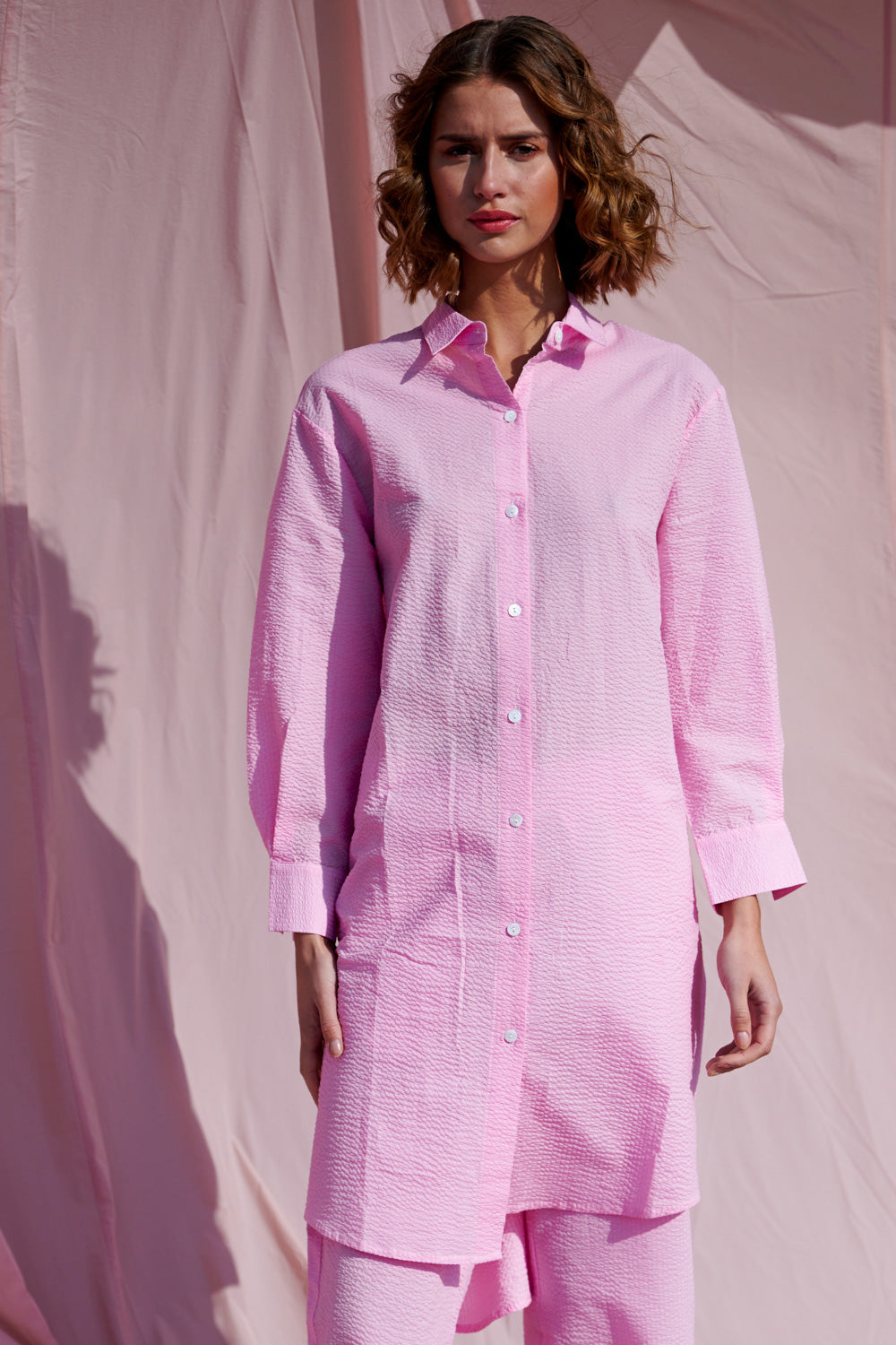 Nadine Loose Shirt Dress Pink