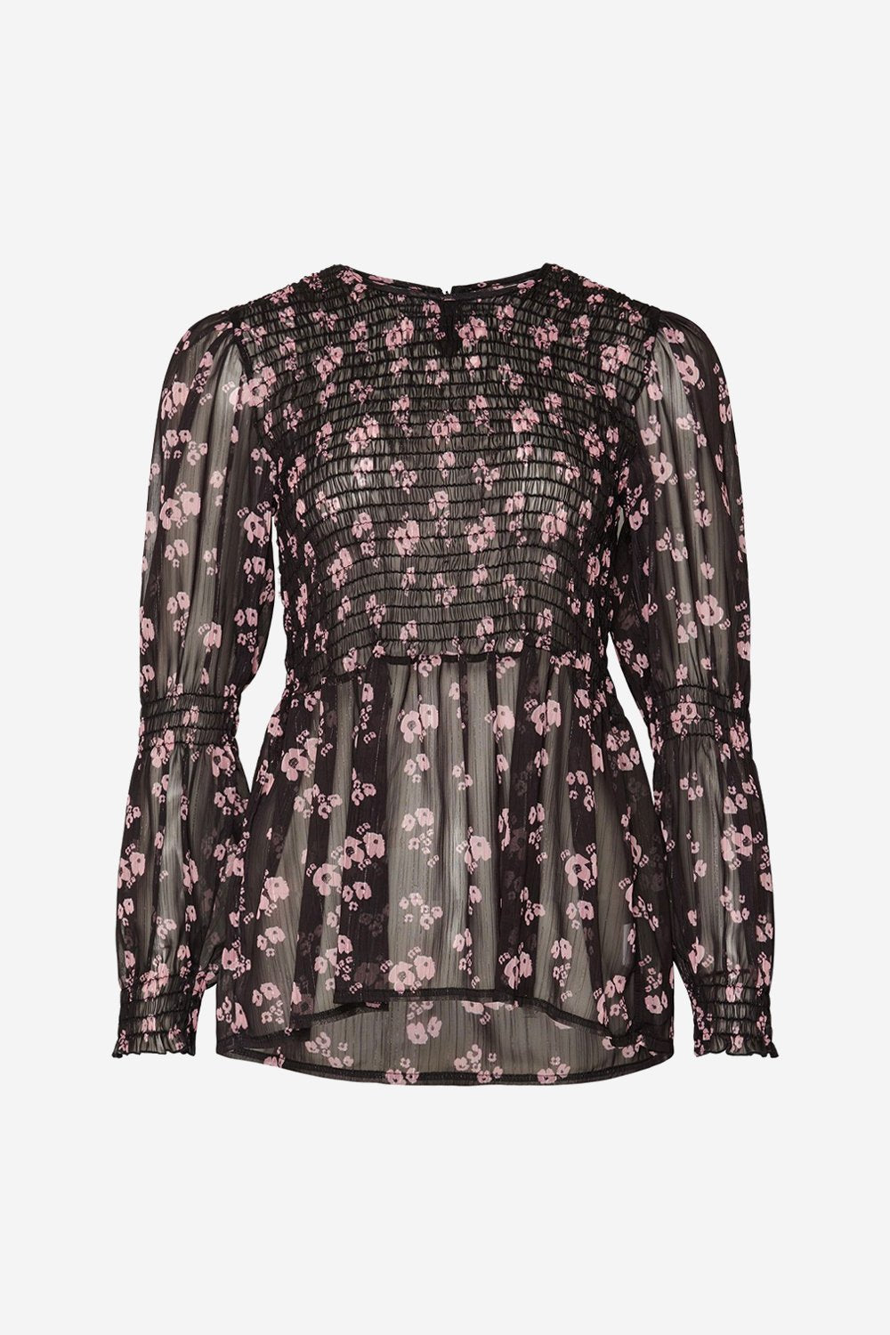 Vaja Lurex Blouse Black Flower