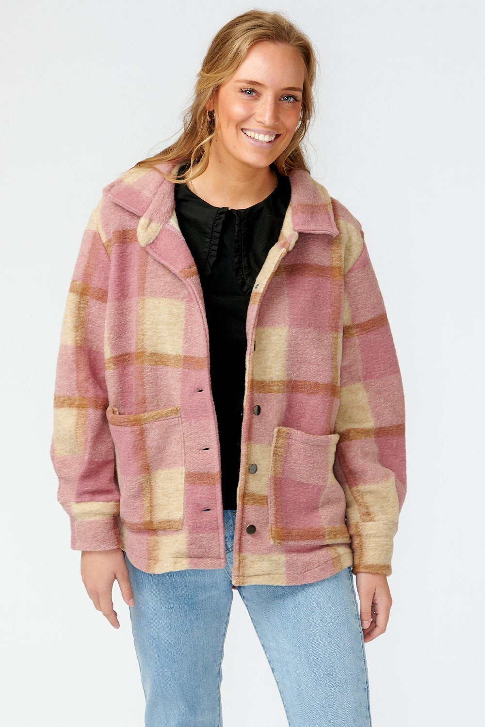 Viksa Jacket Wool Dark Rose/beige