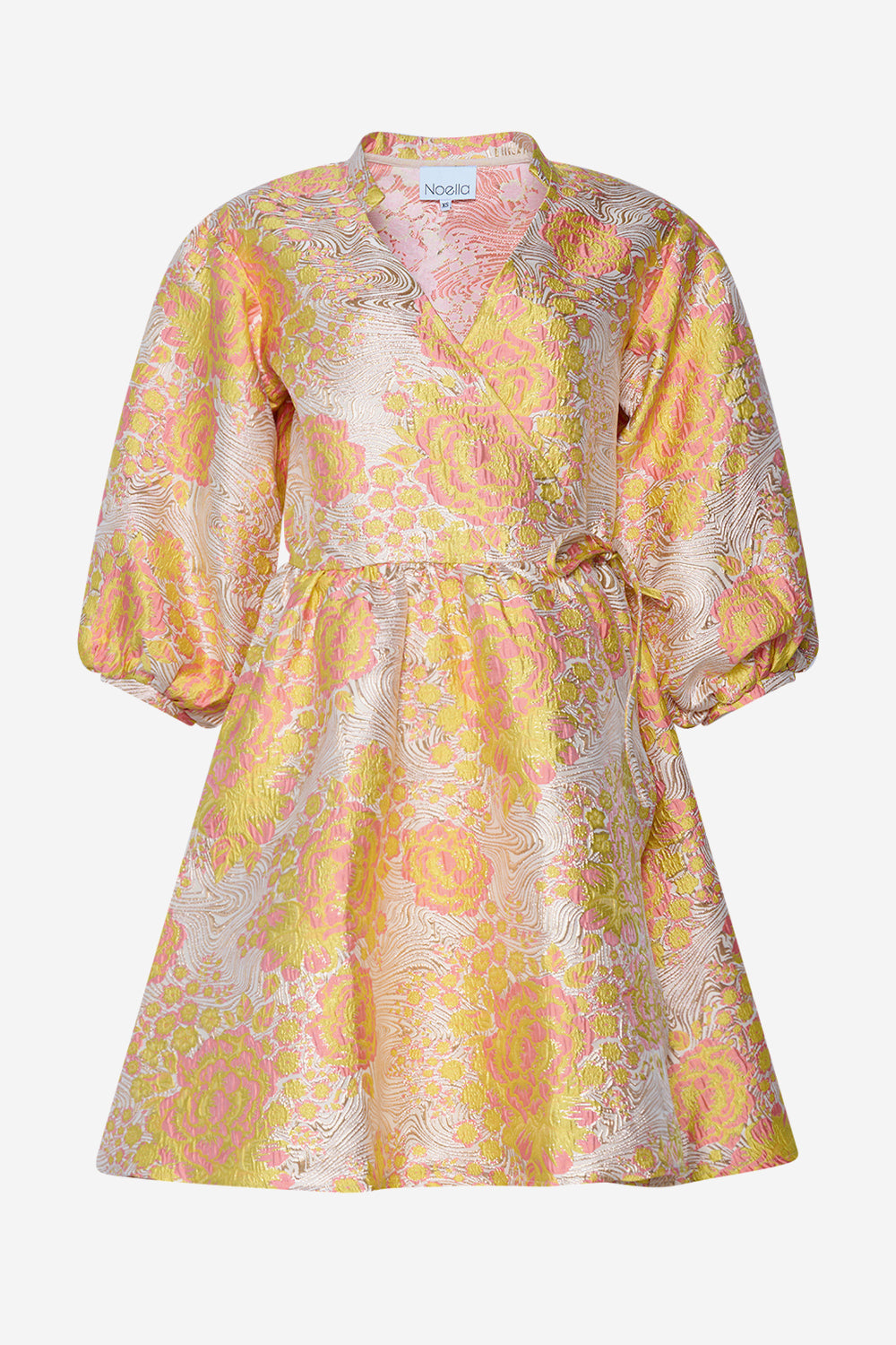 Aya Wrap Dress Yellow/rose mix