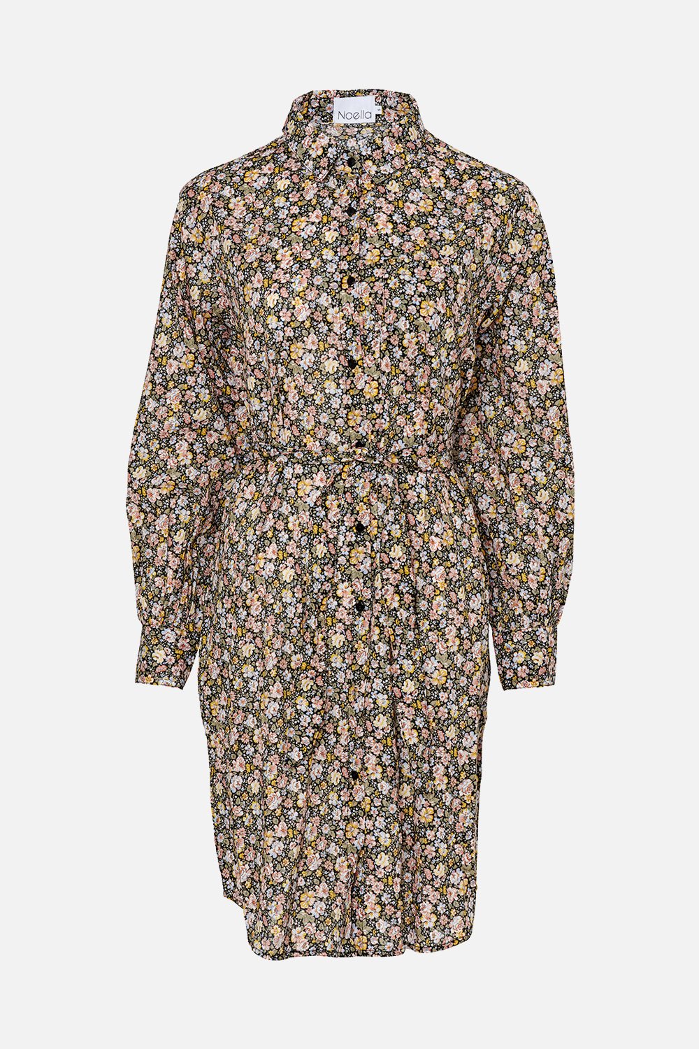 Anika Shirt Dress Cotton Camel Mix Flower Print