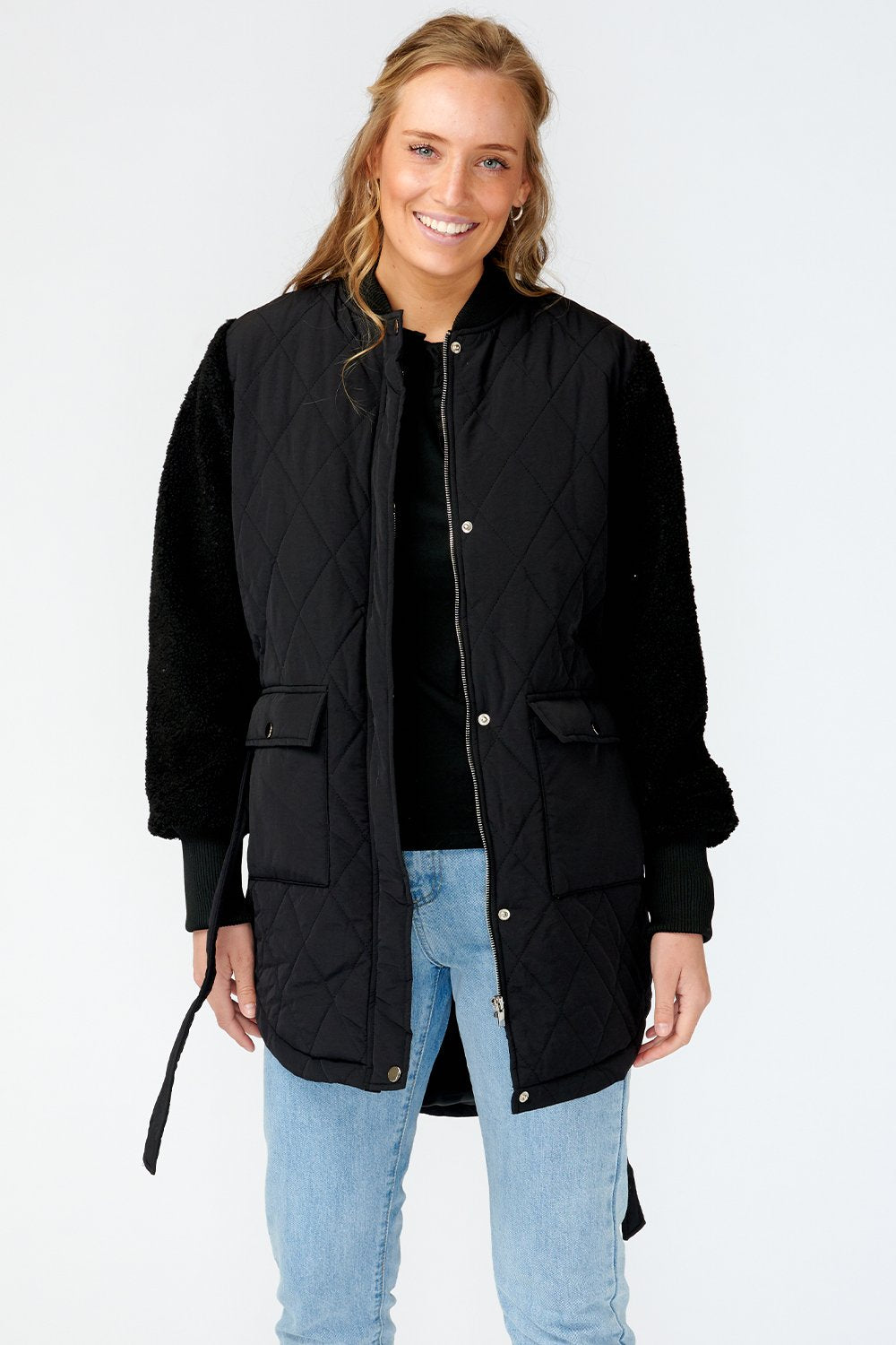 Esme Pile Jacket Solid Black