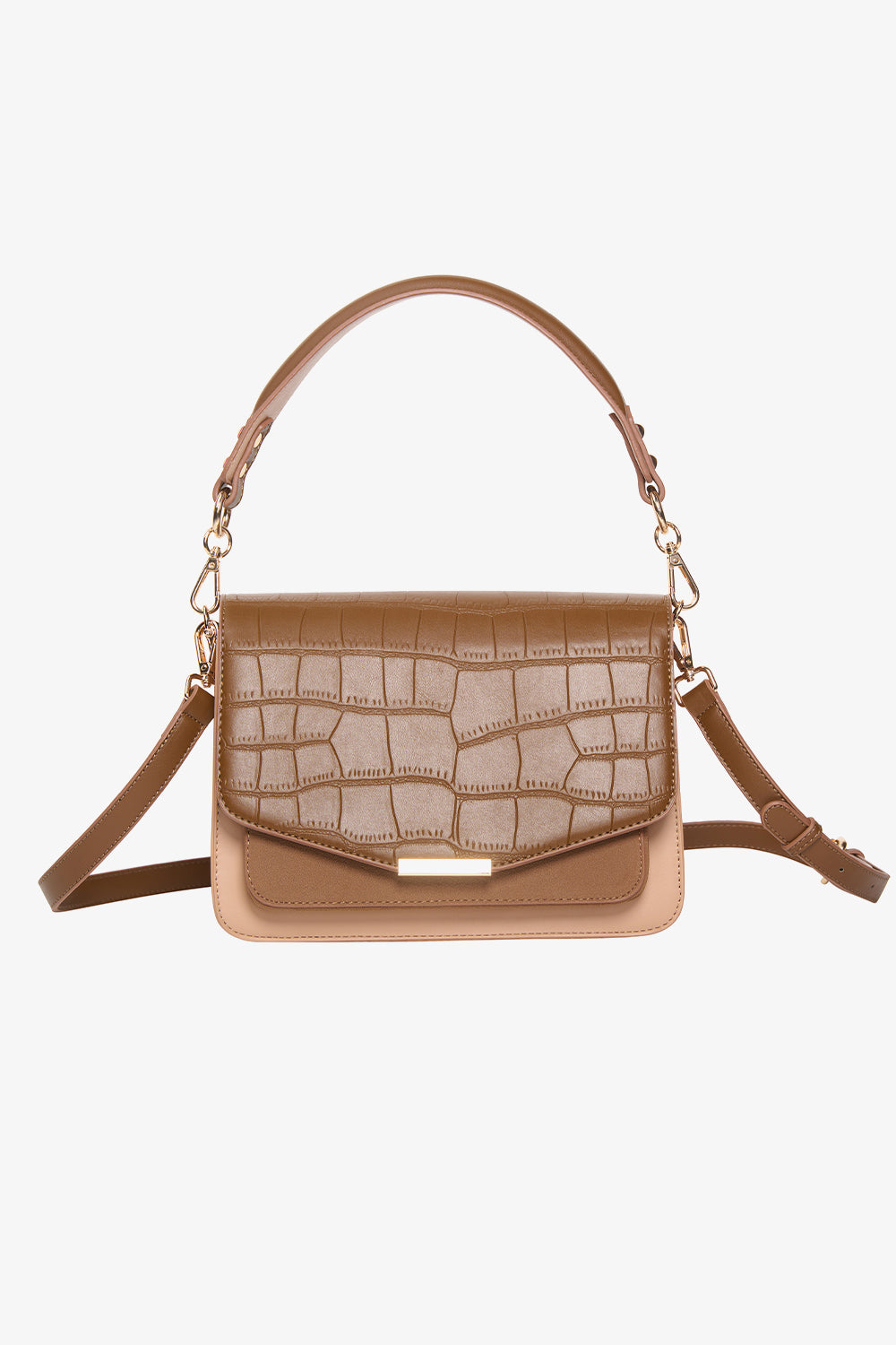 Blanca Multi Compartment Bag Dark brown croco/Taupe/Beige