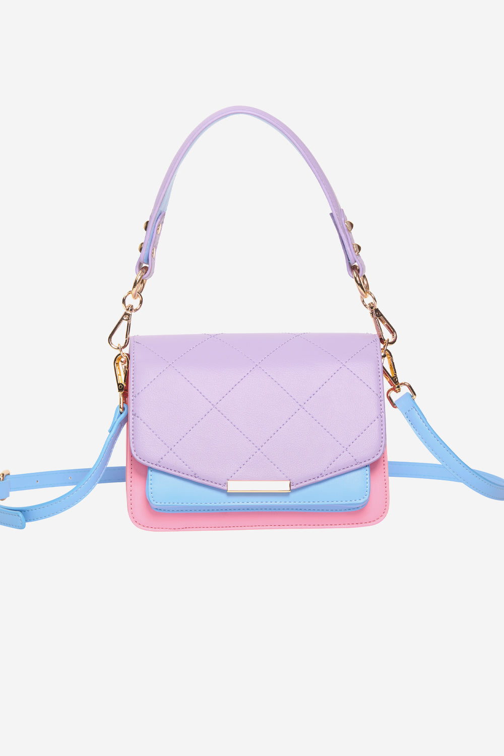 Blanca Multi Compartment Bag Light Pink/Light Blue/Purple