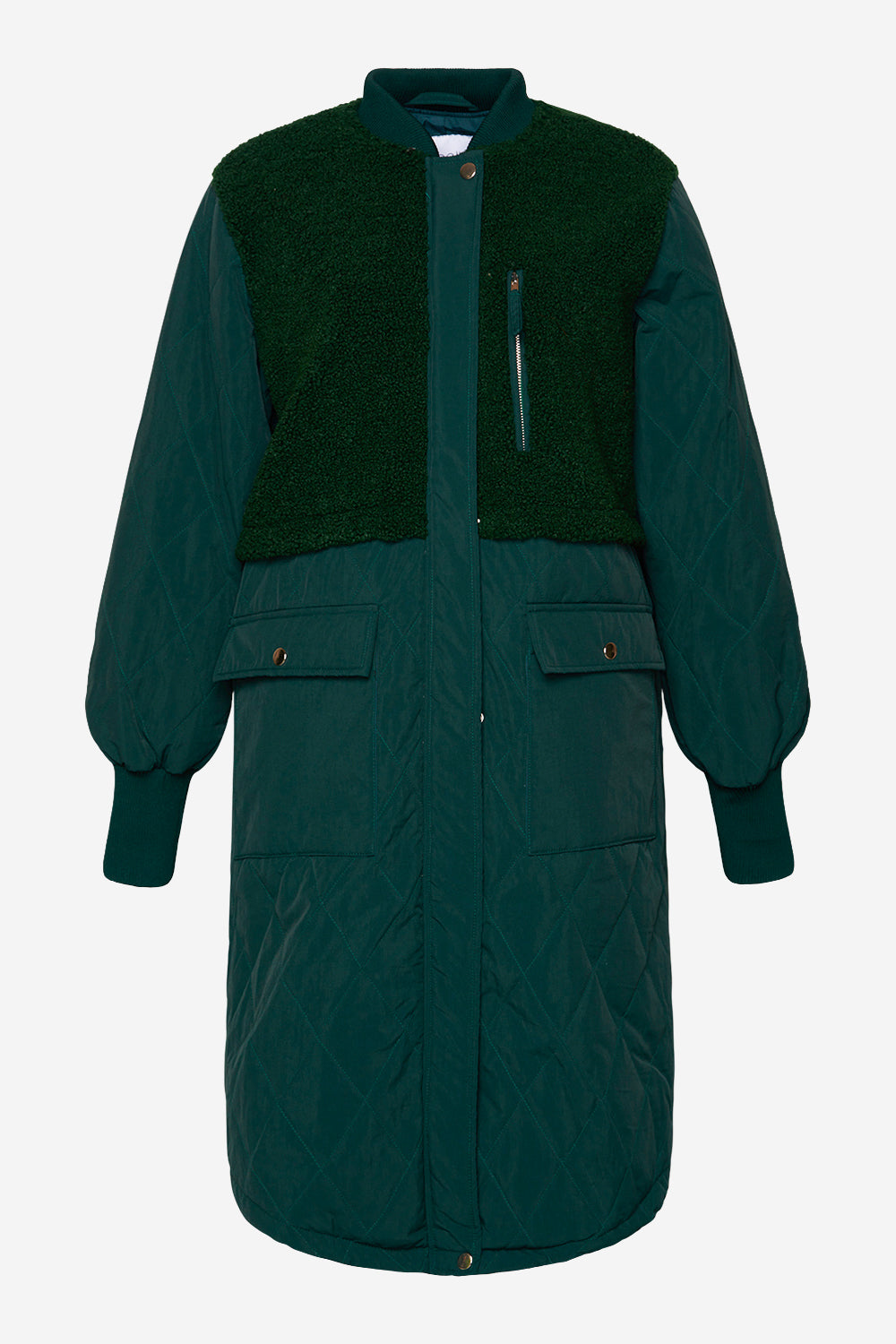 Etta Pile Coat Bottle Green