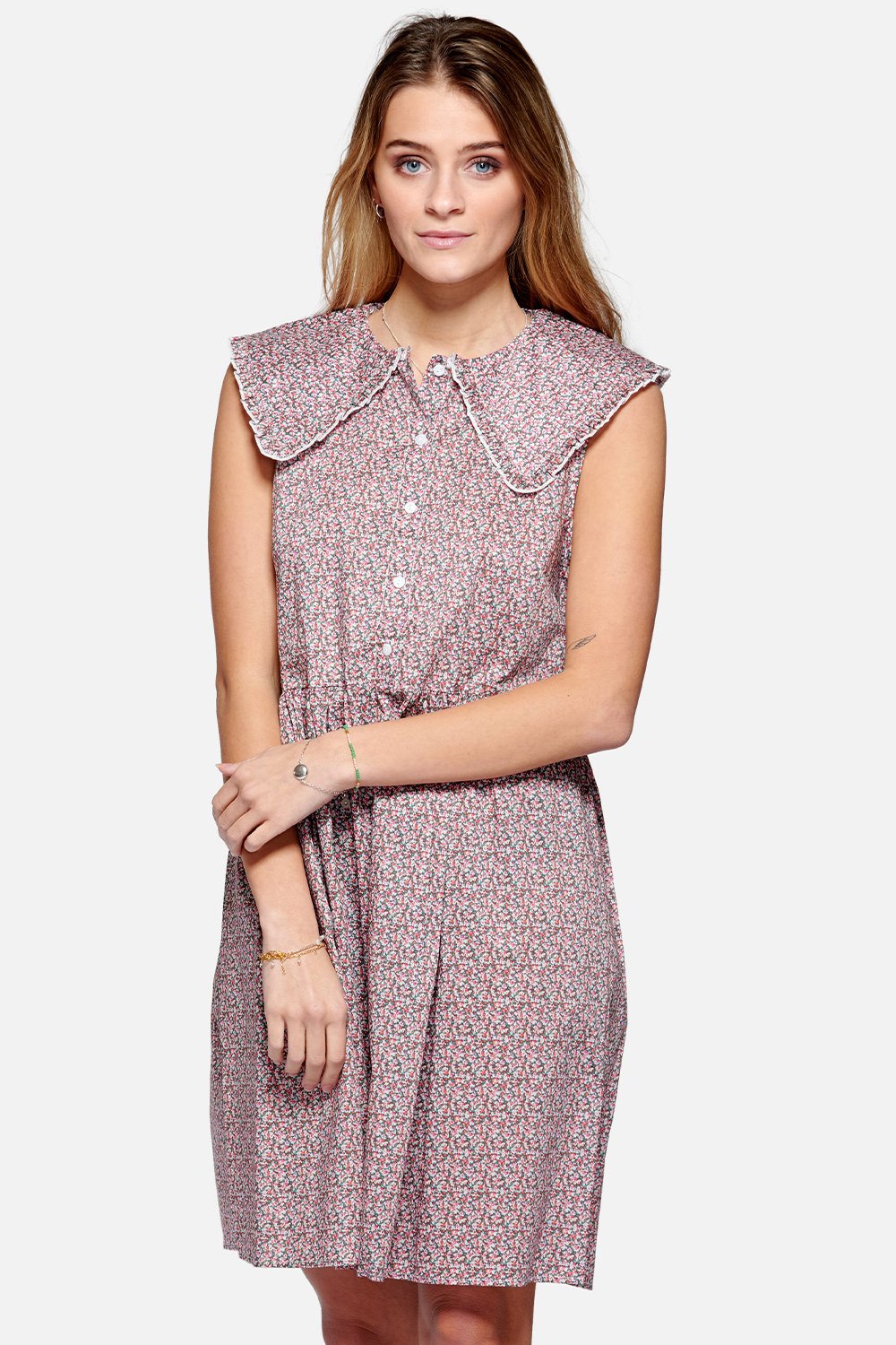 Cilla Dress Cotton Poplin Pink Flower