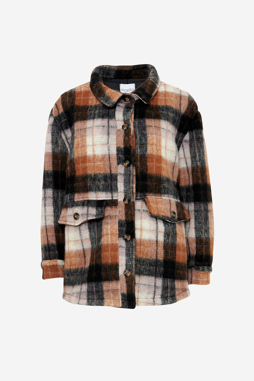 Elise Shirt Jacket Checks Rose/camel/white Checks