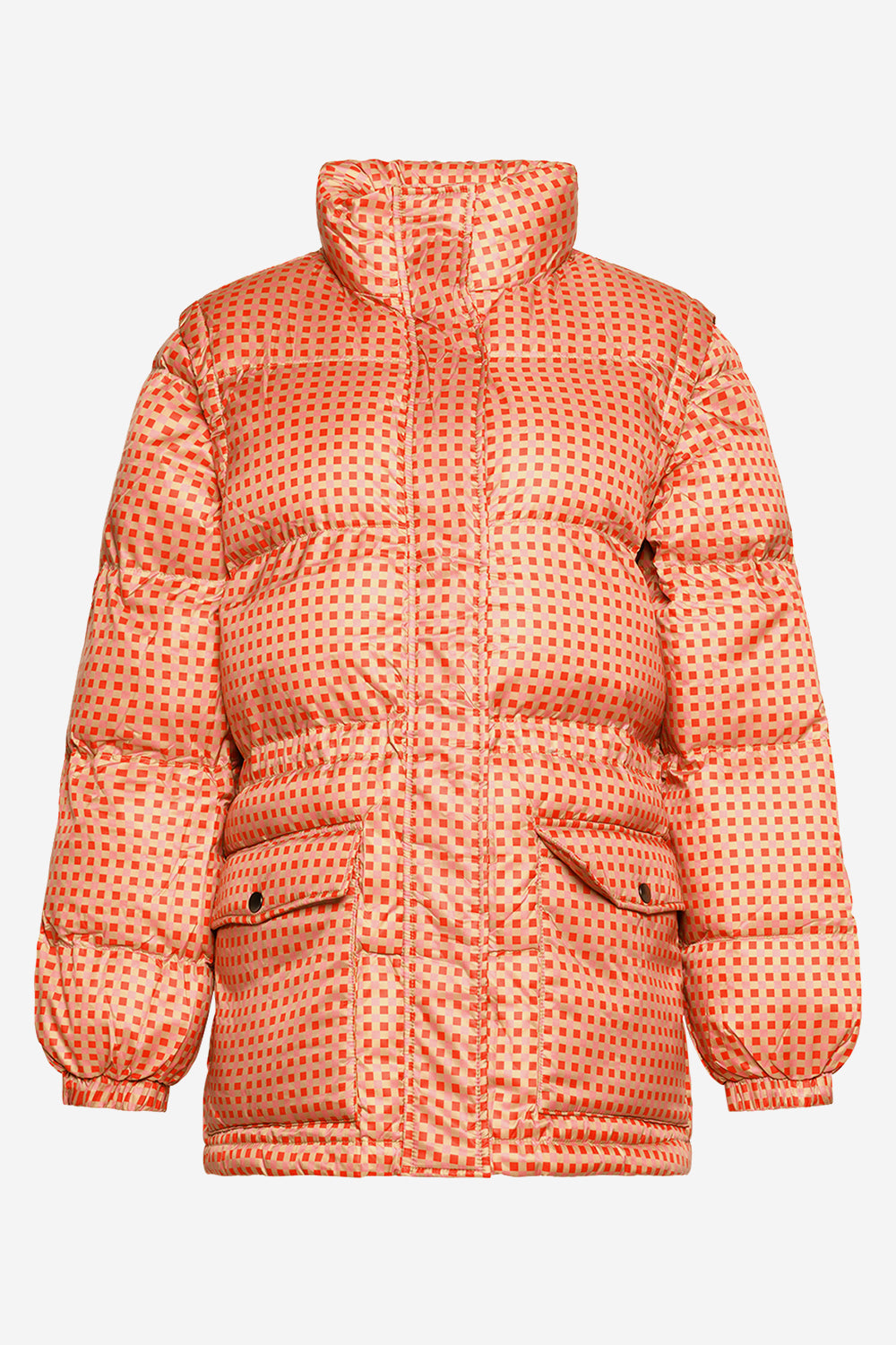 Emilia Puffer Jacket Pink/red Checks