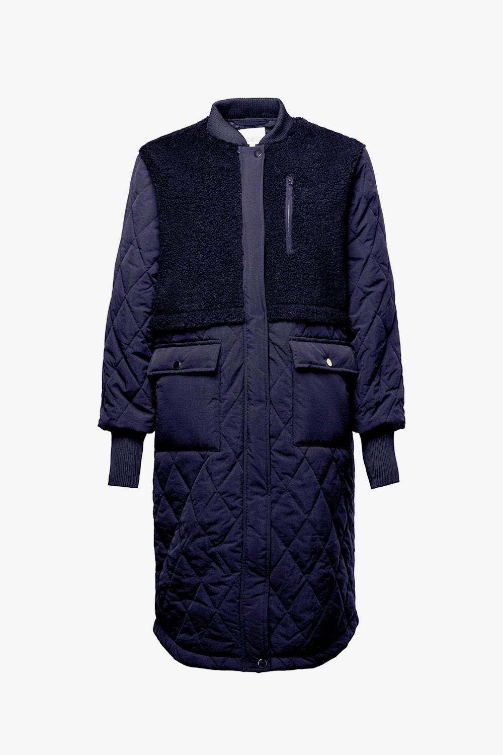 Etta Pile Coat Solid Navy