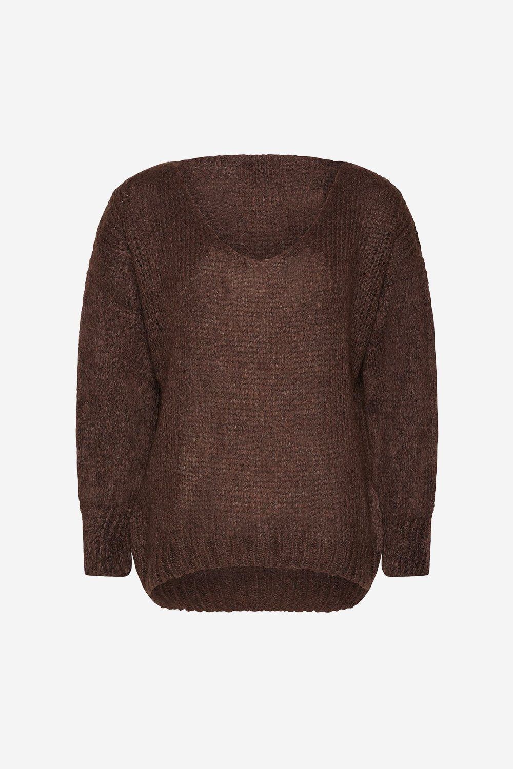 Fora Knit V-neck Sweater Dark Brown