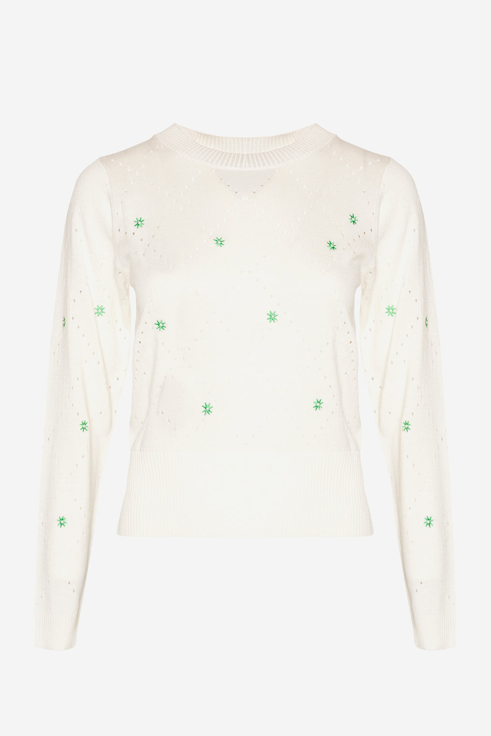 Julie Knit Sweater Long Sl Offwhite/green