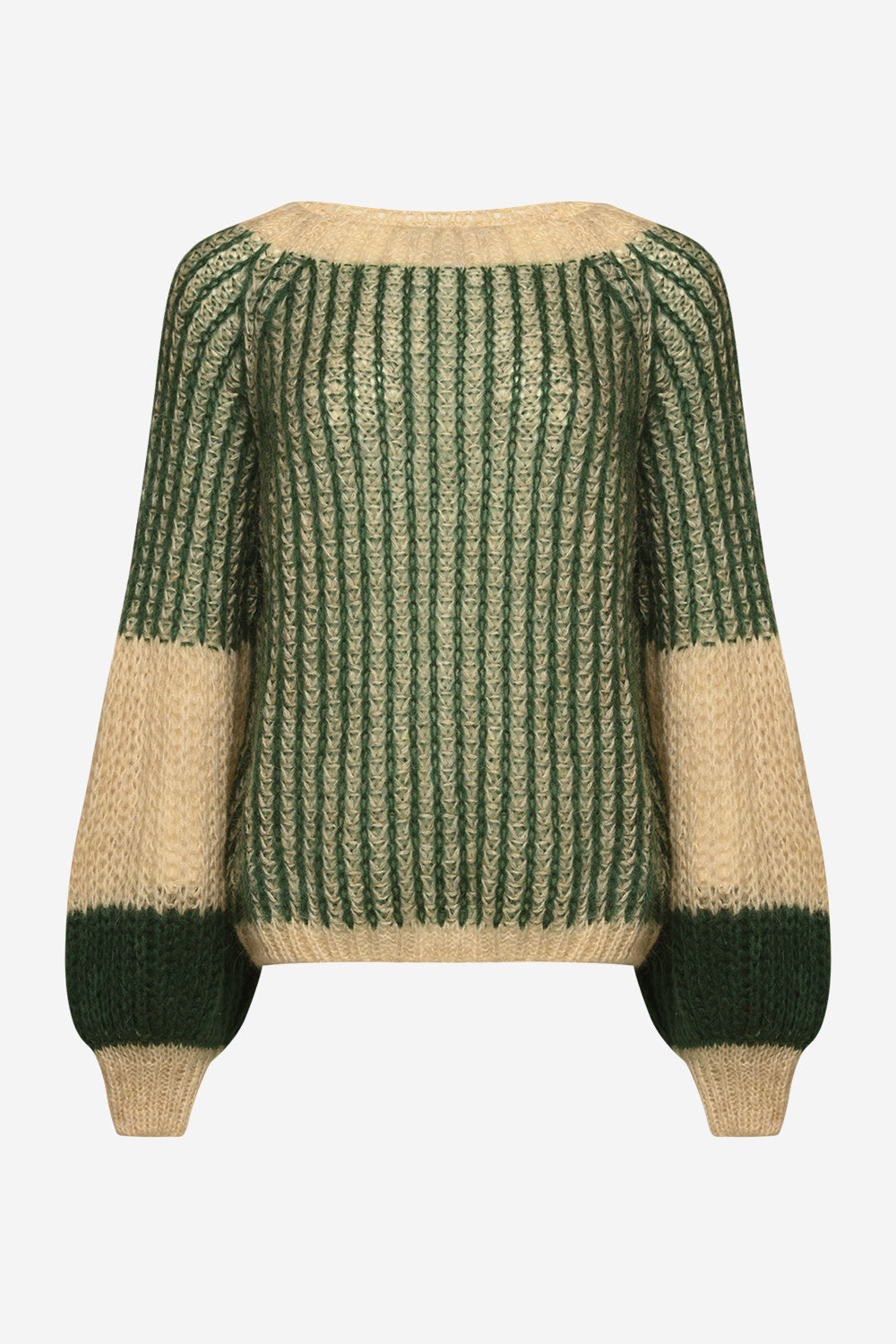 Liana Knit Sweater Beige/Bottle Green