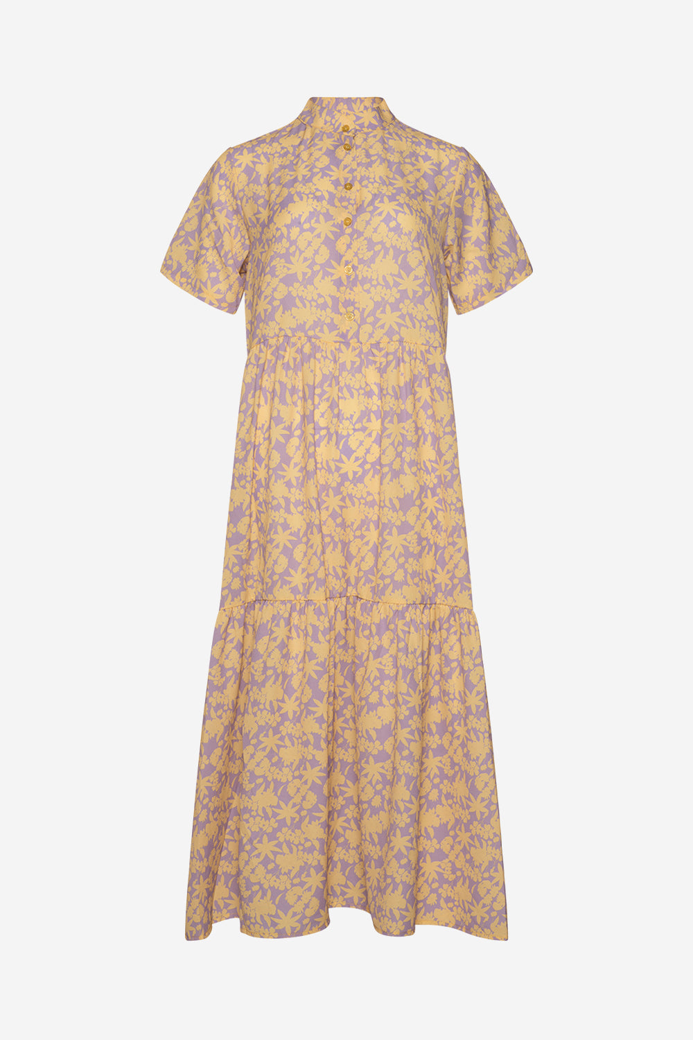 Lipe Long Dress S/S Yellow/lavender