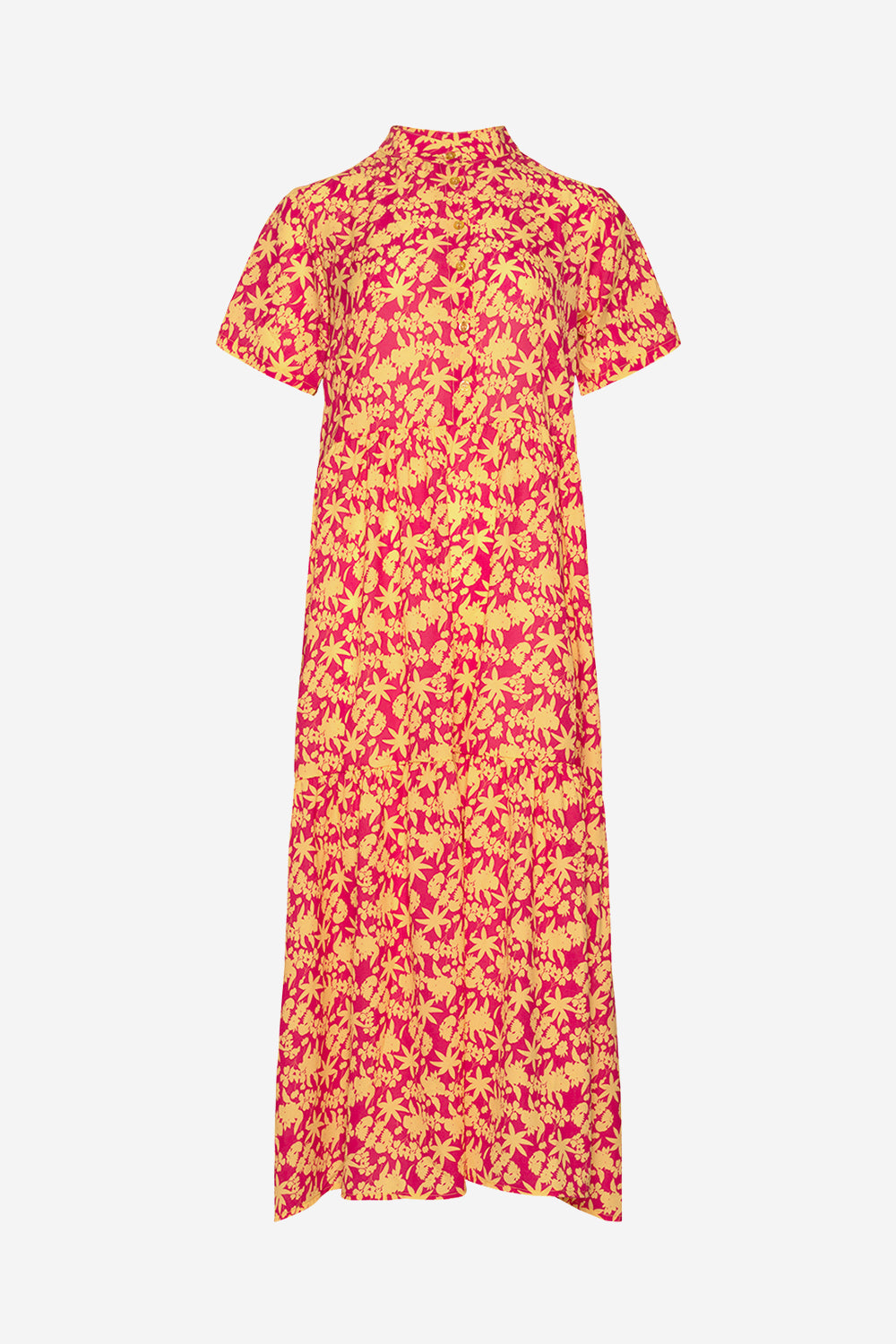 Lipe Long Dress S/S Pink/yellow