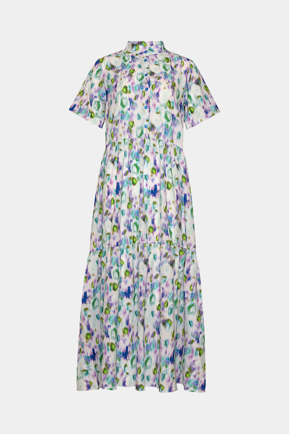 Lipe Long Dress S/S Green/lavender Mix