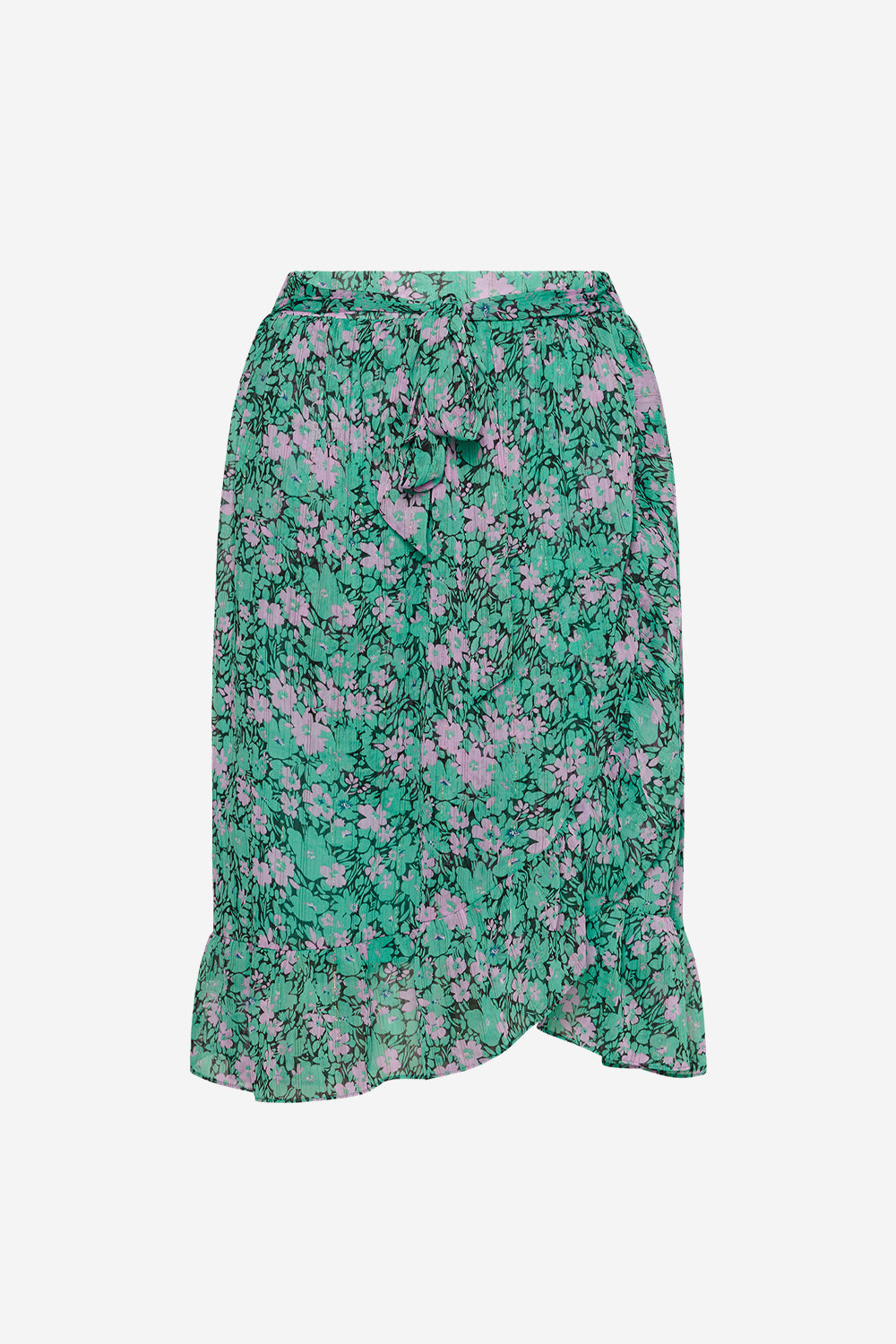 Melody Wrap Skirt Green w. Lilac Flower