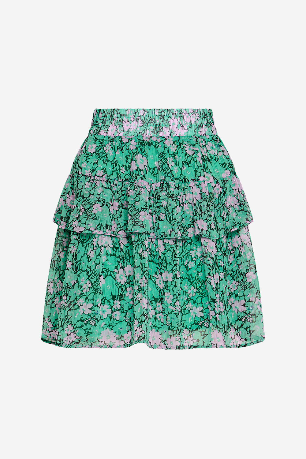 Melody Sh. Skirt Green w. Lilac Flower