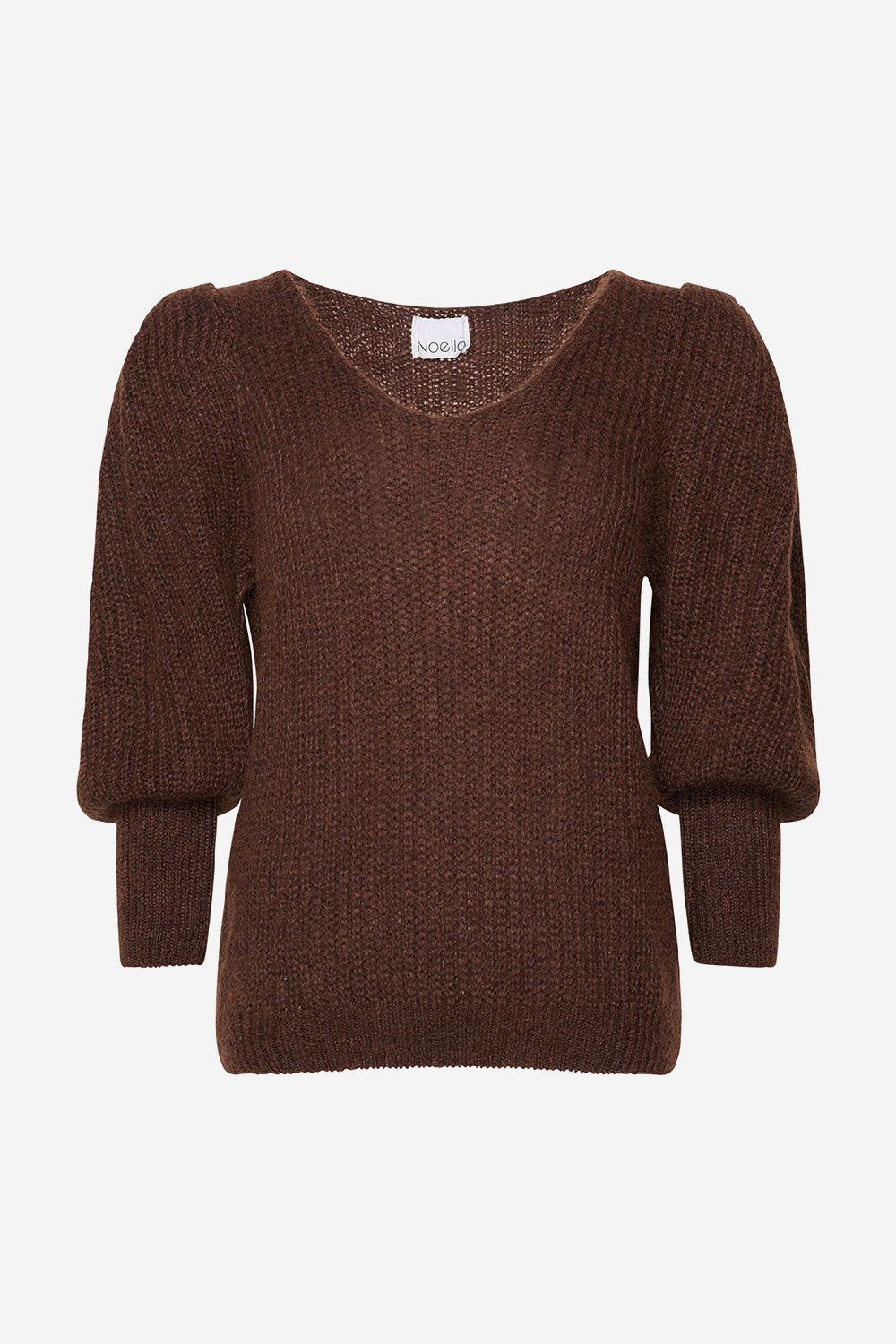 Puff Knit Blouse Dark Brown