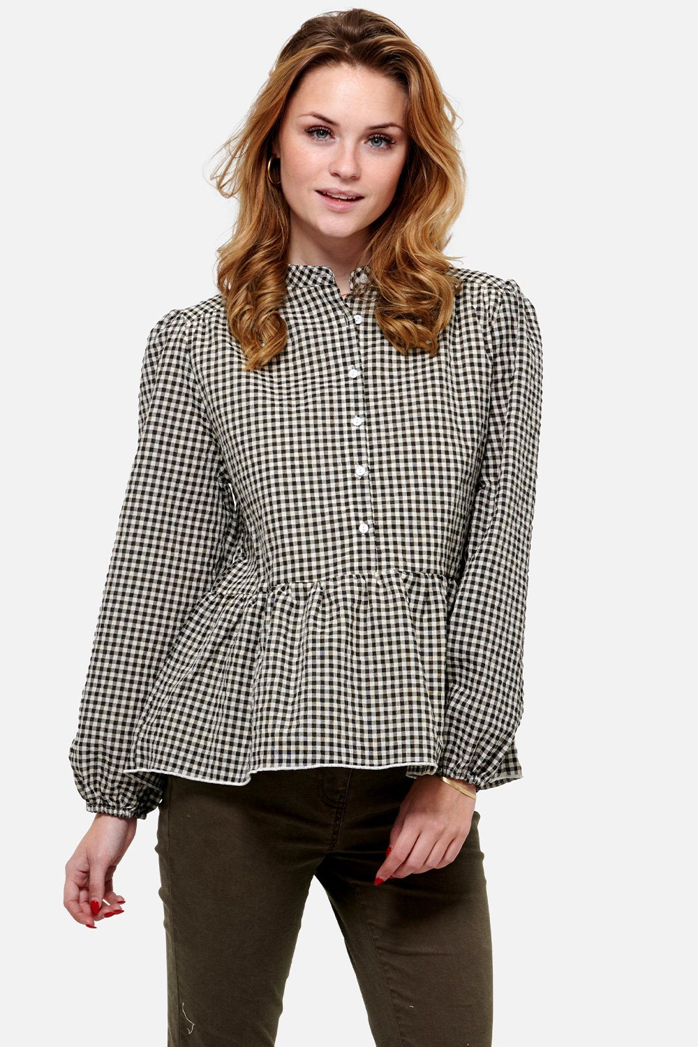 Rose Blouse Cotton Black/white Checks