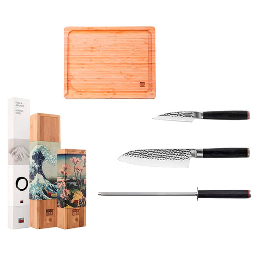 Kotai High Carbon Stainless Steel Pakka 5-Piece Knife Set Essential Deluxe Edition