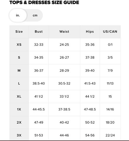 Sizing Chart – Coach Tiff Shop LLC