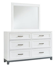 Load image into Gallery viewer, Brynburg King Panel Bed with 2 Storage Drawers with Mirrored Dresser
