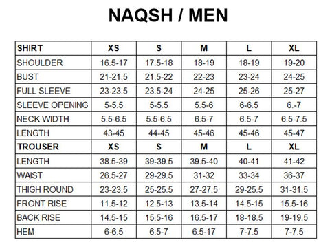 Men Size Guide – NISHAT