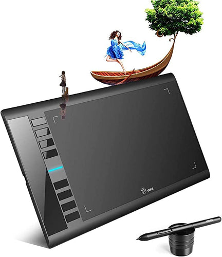 UGEE Graphics Drawing Tablet, M708 V2 10x6 Inch Ultra Thin Large Graphics  Drawing Tablets Art Pad with 8 Hot Keys 8192 Level Battery-Free Stylus for